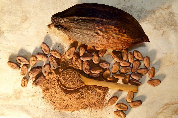 Cacao Pod, Beans, And Powder