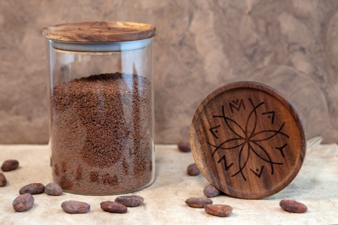 Glass Storage Jar With Chocolate Powder
